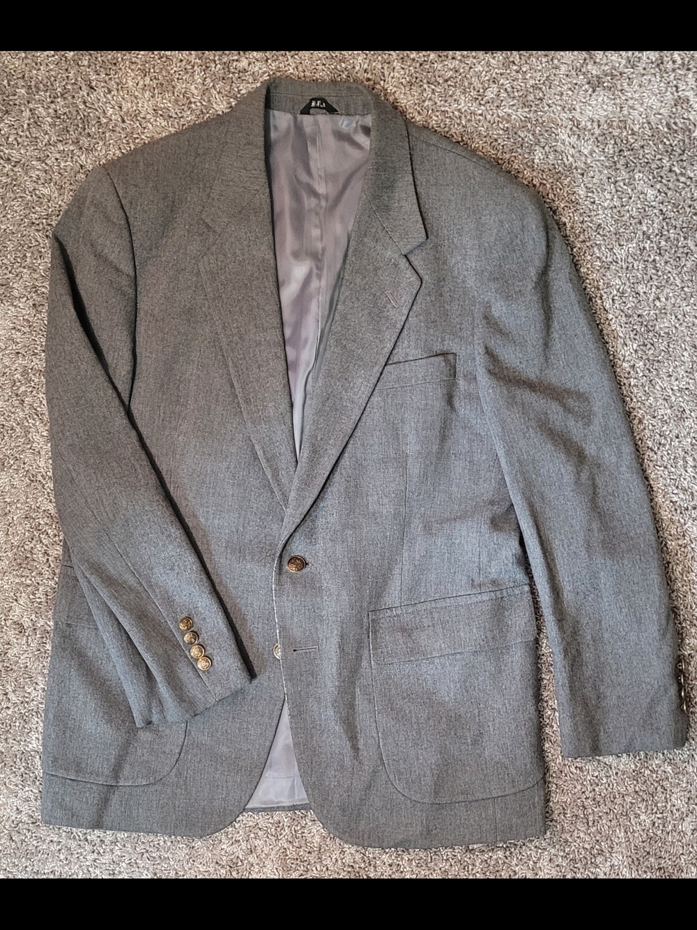 Men's Gray Two-Button Sports Jacket Detailed Brass Buttons